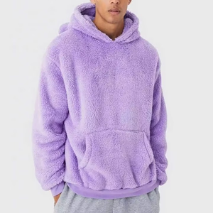 Personnalisé mignon oreilles d'ours hommes Sherpa polaire sweat à capuche unisexe pull blanc lourd ours en peluche à capuche pour hommes - Product Image 4