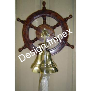 Rueda de barco de madera pulida, decoración de pared, campana colgante de latón, decoración de Festival de Navidad, artesanías de Metal, campanas decorativas, Colección para el hogar - Product Image 1