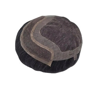 Peluca de Cabello Humano con Encaje Frontal Mono, Cabello Chino Virgen Remy, Parches de Cabello, Lacio Rizado, Ondulado Profundo, 1b+gris - Product Image 3