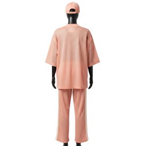 Conjunto deportivo de malla de 2 piezas para mujer, poliéster de alta calidad, tela transpirable, color melocotón suave, panel en contraste, logotipo personalizado, conjuntos para mujer - Product Image 2