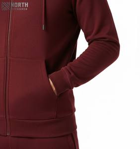 Sudadera con capucha y pantalón con cremallera de fabricante al por mayor logotipo personalizado algodón polar diamante strass 2 piezas chándal para hombre lujo - Product Image 3