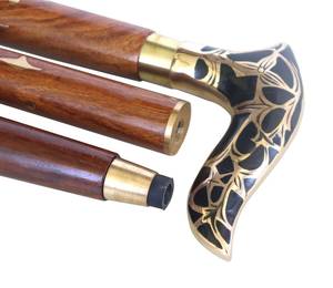 Bastón de madera con mango de latón Bastones hechos a mano para hombre mujer 36 pulgadas - Product Image 4