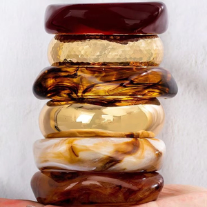 CREATING Jewelry Resina Acrílico Pulsera Brazalete Exagerado Deslumbrante Multicolor Ancho Irregular Cuadrado Acrílico Pulseras para - Product Image 1