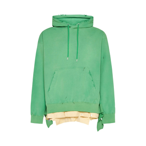 Top tendance pull à capuche surdimensionné pour hommes haute qualité 100% coton polaire conception en détresse teint uni pour l'hiver - Product Image 4