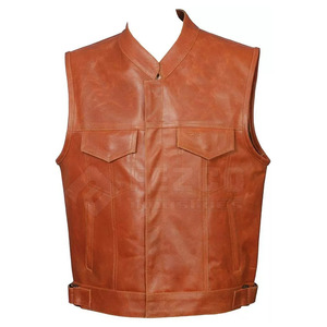 Gilet en cuir décontracté pour homme, coupe ajustée, hiver, sur mesure, respirant, en cuir de vache, vêtements d'extérieur fabriqués au Pakistan - Product Image 2