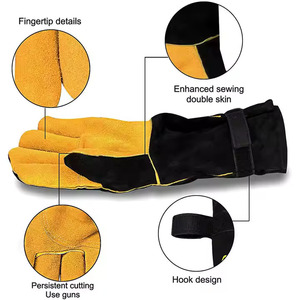 Guantes de seguridad para construcción de cuero con puño corto superventas 2025, guantes de bombero de soldadura Tig con resistencia al calor - Product Image 3