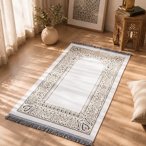 Alfombra de Oración Musulmana Rectangular Negra con Patrón Dorado para Ideas de Regalos Islámicos, Venta al por Mayor, Hecho en Turquía - Product Image 4