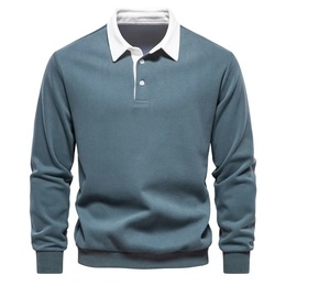 2025 nouveau Style hommes pour Polo T-Shirt motif solide personnalisable avec manches longues tissu de toile de haute qualité Premium - Product Image 3