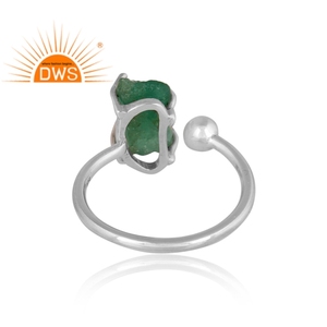 Anillo ajustable de piedras preciosas de Esmeralda Natural de plata de ley fina superventas, joyería para mujer, regalo para ella - Product Image 4