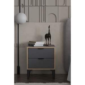 Mesita de Noche Moderna Plegable y Ecológica Arden con 2 Cajones, Mueble de Dormitorio Elegante con Almacenamiento para Escuela y Sala de Estar - Product Image 1