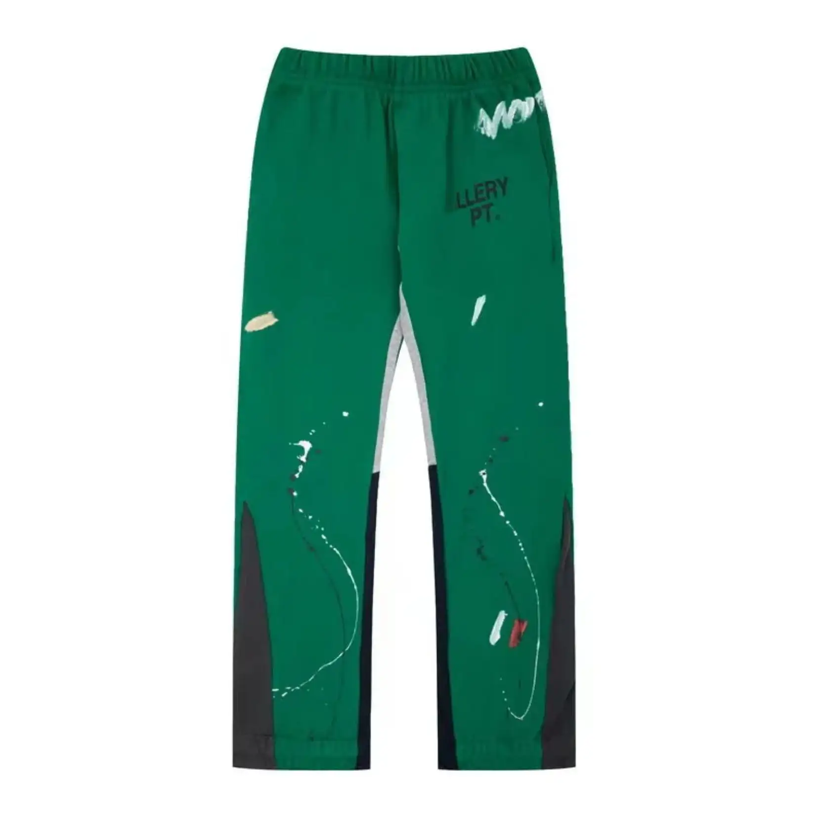 2024 pantalon évasé à jambe large personnalisé à jambe large Baggy rayé étoiles imprimé pantalon évasé de sueur pour hommes pantalon empilé de couleur verte
