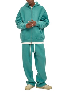 2025 unisexe coton lourd surdimensionné sweat à capuche zippé pantalons de survêtement haute qualité XXL polaire survêtement hommes femmes survêtements 2 pièces - Product Image 2