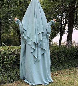 Vente en Gros de Robe Musulmane Traditionnelle pour Femmes de Couleur Unie Abaya avec Manches Longues Robe Teinte pour Femmes - Product Image 3