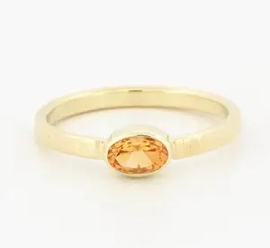 Natural Citrine Stone Oval Cut Bezel Setting Gold Filled Solid 925 Sterling Silver Women Band Hammer Texture Engagement Rings
