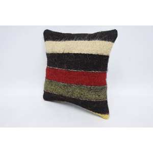 Coussin décoratif de luxe en laine multicolore Kilim 18x18 pouces Motif vintage tissé Feuilles 12x12 Coussin patchwork inversé - Product Image 4