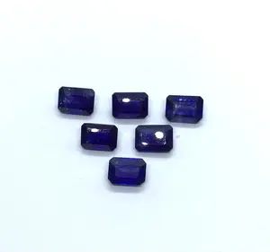 사파이어 3X5MM ~ 10x14MM 팔각형 모양 절단면 처리 된 파란색 유리 채워진 보석 보석 보석 보정 크기