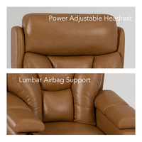 Fauteuil inclinable électrique à gravité zéro LZ015P2 en cuir véritable pour seniors, avec appuie-tête électrique, soutien lombaire, airbag et porte-gobelet rafraîchissant