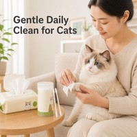 Ensemble de lingettes humides et de cotons-tiges pour chat, kit de toilettage pour animaux de compagnie, pour les yeux, les oreilles, les pattes, soins quotidiens doux, marque privée