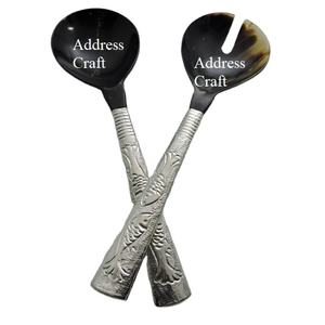 Juego de Servir Ensaladas de Cuerno Natural Estilo Nórdico con Mango de Metal, Utensilios para Servir Ensaladas, Juego de Cubiertos a Precio Accesible - Product Image 1