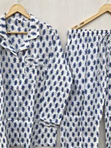 Pyjama indien floral imprimé à la main, en coton, robe de nuit - Product Image 2