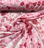 Tissu en mousseline de soie imprimé floral rose recyclé belle plage pour les femmes doublure tricotée extensible pour maillots de bain style uni