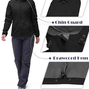 Chaquetas Softshell para Mujer Más Vendidas, Ajuste Entallado, Ligeras, Transpirables, Relleno de Algodón Teñido Liso - Product Image 3
