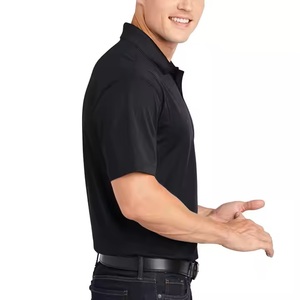2025 mezcla de algodón de alta calidad moda transpirable rápido manga corta Polo camiseta algodón hombres jóvenes negro Polo camisetas - Product Image 3