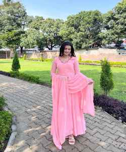 LOOK RICH GEORGETTE TRAVAIL MANUEL ANARKALI ROBE BAS AVEC DUPATTA FORMAL WEAR PRIX DE GROS VÊTEMENT ETHNIQUE - Product Image 3