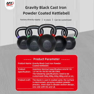 Kettlebell en fonte Power Coat noir de qualité supérieure 4kg - 68kg - Product Image 2