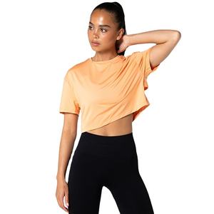 Camiseta Deportiva Corta de Verano para Mujer, Cuello en V, Elástica, Lisa, Personalizable, 100% Algodón, de Secado Rápido, Venta al Por Mayor, Alta Calidad - Product Image 4