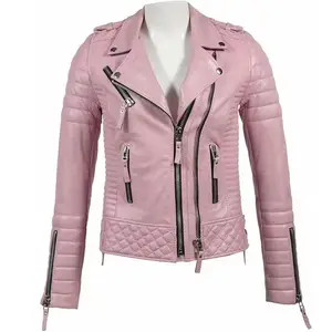 2024 coleção quente jaqueta de couro para motocicleta jaqueta de couro com zíper de manga longa jaqueta de couro feminino
