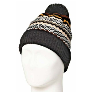 Unisex Geometric Pattern Knitted Beanie Hat with Pom Pom 100% Acrylic <b>Winter</b> Casual <b>Cap</b> for Adults Best Seller Of 2026 - Product Image 1