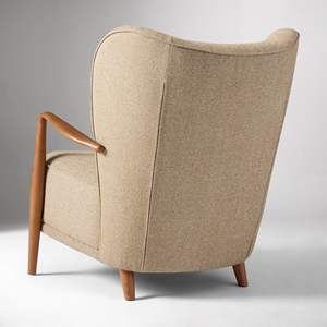 Elin <b>Lounge</b> <b>Chair</b> Made of Solid Teak Wood with Thick Ivory White Cushions and a Shiny Brown Finish. - Product Image 5