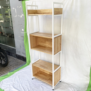 ชั้นวางของไม้ยางพารา 60x32x161 ซม. สำหรับตกแต่งห้องนั่งเล่น รุ่น KS68096 - Product Image 6