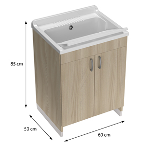 Mobile Bagno Classico Mongardi in Legno con Vasca in Resina, Forabile per Installazione Rubinetto, Resistente agli Acidi, 60L - Product Image 3