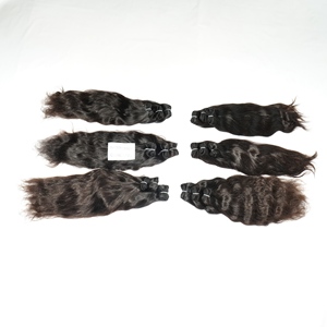 Extensions de cheveux humains indiens de haute qualité vierges crus 8-32 pouces, faisceaux ondulés de cuticules alignées en noir, perruques de style boucles - Product Image 4