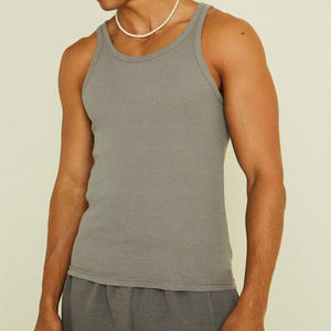 Débardeur de sport pour homme en coton 100%, sans manches, logo personnalisé, séchage rapide, léger, débardeur musculaire - Product Image 3