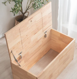 Banc de rangement en bois massif avec couvercle rabattable (entrée) - Product Image 1