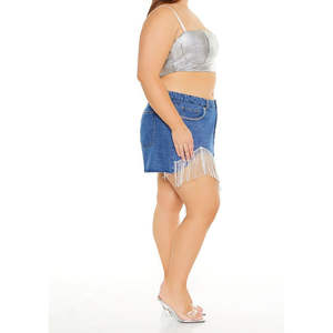 <b>Women</b> Custom Pockets and Bottom with Full Rhinestones <b>Women's</b> Mid Wash Denim <b>Shorts</b> Ladies Sexy Party <b>Shorts</b> for <b>Women</b> - Product Image 3