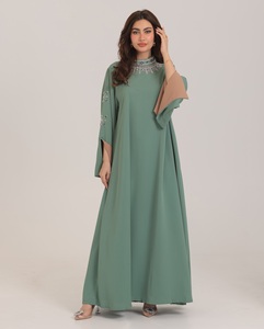 Abaya pour femmes en soie satinée de luxe de haute qualité, anti-rides, faite à la main, robe islamique turque à manches longues, Dubai, musulmane, vente en gros - Product Image 1