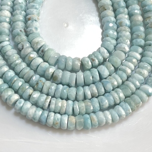 Perles naturelles en forme de rondelle à facettes en larimar de bonne qualité pour la fabrication de bijoux - Product Image 3