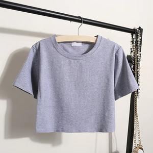 Camisas cortas lisas sólidas personalizadas de alta calidad 100% algodón transpirable verano moda Crop-top ropa informal de moda camisa corta para mujer - Product Image 4