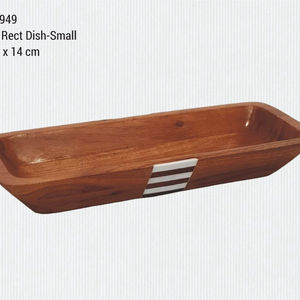 Plateau de service rectangulaire en bois d'acacia New Look avec texture, plateau de service décoratif rectangulaire moderne, couleur bois naturel - Product Image 1