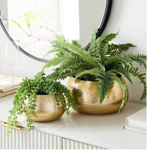 Maceta decorativa de metal pulido dorado de primera calidad, diseño elegante adecuado para casas, jardines, patios, balcones o entradas - Product Image 4