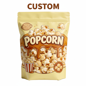 Sachet d'emballage alimentaire en Mylar plastique de qualité alimentaire, refermable, imprimé sur mesure, avec fermeture éclair, pour pop-corn et snacks, fabriqué en usine OEM - Product Image 1