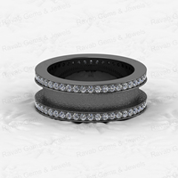 Bague tunnel large de 8 mm en or 18 carats et argent 925, avec sertissage vierge de 4 mm pour zircone cubique, pour bijoux de créateur pour hommes, souvenirs et création DIY