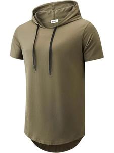 2025 Nueva camiseta con capucha para hombre con mangas cortas estilo informal 100% algodón estampado Digital para invierno - Product Image 6