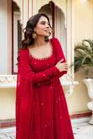 Tenue de mariée indienne pakistanaise élégante et tendance, costume Salwar rouge de créateur, dernière collection exclusive, tenue de soirée très tendance