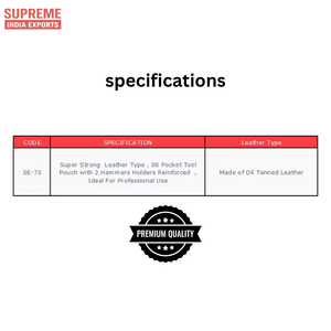 6 Pocket <b>Leather</b> <b>Tool</b> Pouch with 2 Hammer Loops | Oil Tanned Heavy-Duty <b>Belt</b> Holster for Professionals - Product Image 2