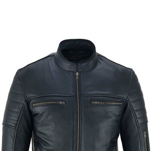 Winter Warm Turn-down Collar Zipper Closure Pockets <b>Men</b> <b>Leather</b> <b>Jackets</b> Front Vintage Style Breathable Windproof Quick Dry - Product Image 6
